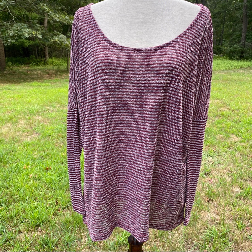 HAYDEN LOS ANGELES TOP KNIT RED WHITE DRAPED Size M